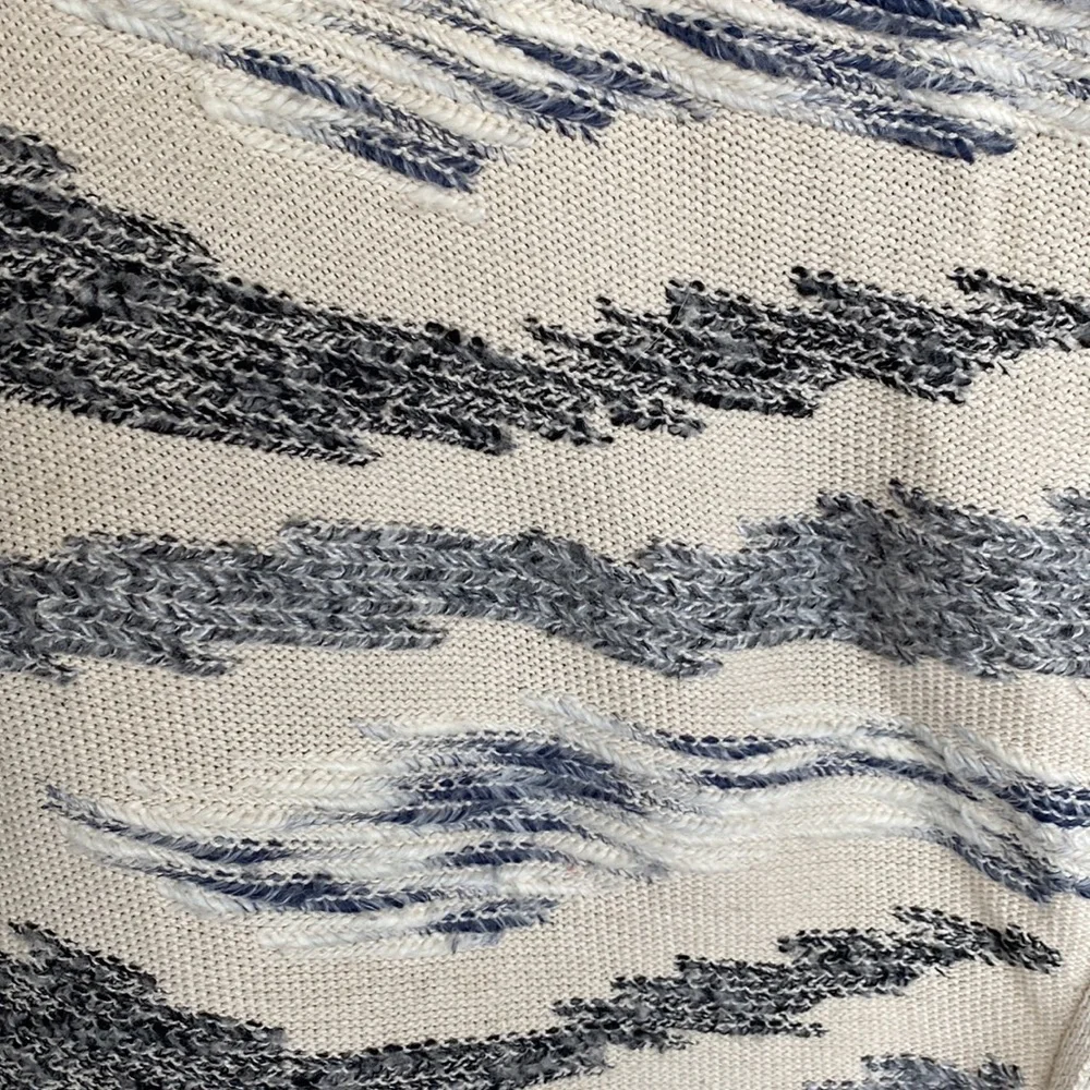 Lucky Brand Cream Black Blue Long Cardigan Sweater